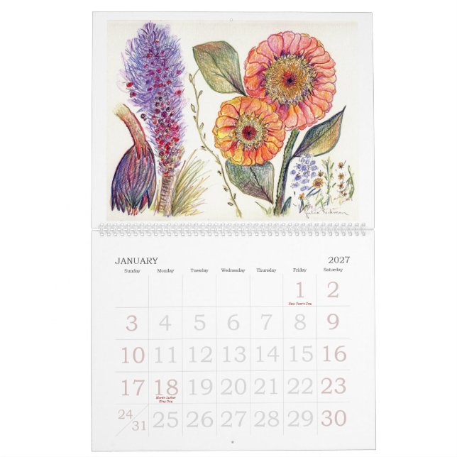 Calendario Orquídeas y otras flores (Jan 2027)