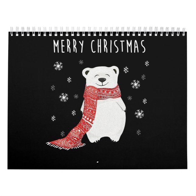 Calendario Oso polar lindo Feliz Navidad (Tapa)