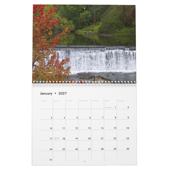 Calendario Otoño en Vermont (Jan 2027)