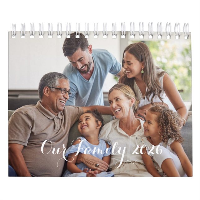 Calendario Our Family 2026 Elegant Script Photo Design (Tapa)