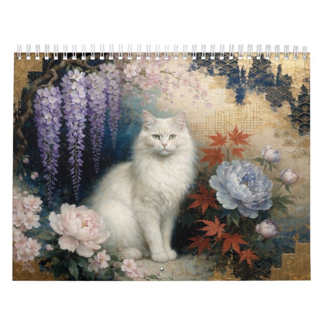 Calendario Painterly Hanafuda × Wagara Cat Design (Tapa)