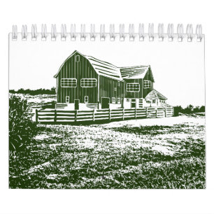 Calendario Paisaje campestre estilo madera casa de campo