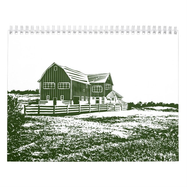 Calendario Paisaje campestre estilo madera casa de campo (Tapa)