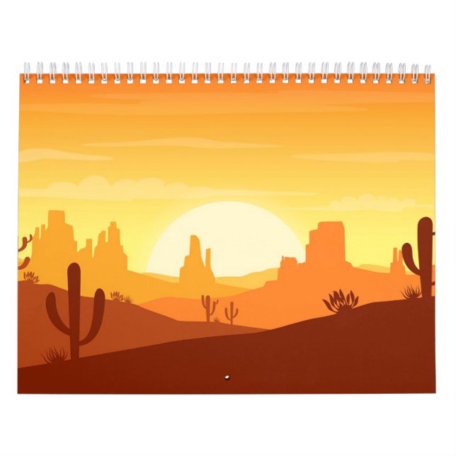 Calendario Paisaje del desierto de Cactus (Tapa)