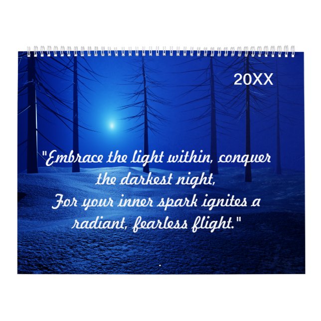 Calendario Paisaje estético del bosque Fantasía azul oscuro (Tapa)