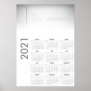 Calendario Paisaje Nevado Póster 2021