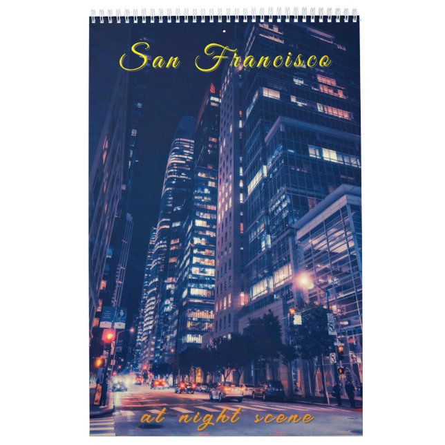 Calendario Paisaje urbano de San Francisco en escena nocturna (Tapa)