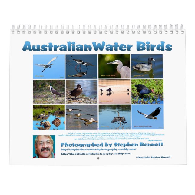 Calendario Pájaros de agua australianos (Reverso)