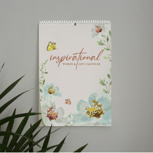 Calendario Palabras inspiradoras artista Flores Watercolor Ar