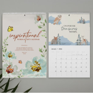 Calendario Palabras inspiradoras y arte 2026 personalizado
