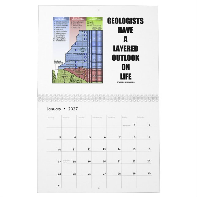 Calendario Palabras y refranes del humor de la geología de (Jan 2027)