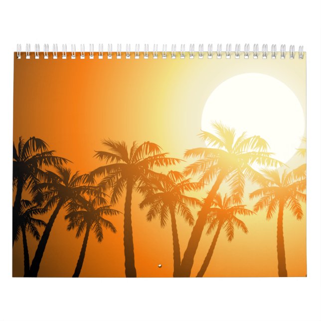 Calendario Palmeras tropicales al atardecer (Tapa)
