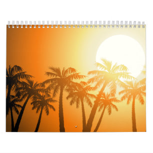Calendario Palmeras tropicales al atardecer
