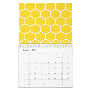 Calendario Panal Líneas Blancas Geométricas Abejorro
