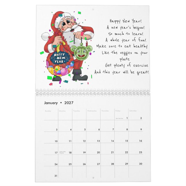 Calendario Papá Noel temático (Jan 2027)
