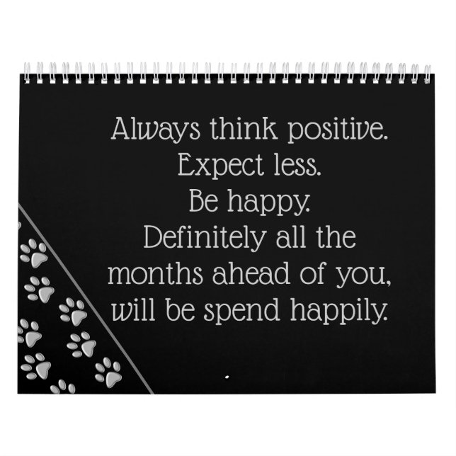 Calendario Papas de perro plateado fondo negro Patrón de impr (Tapa)