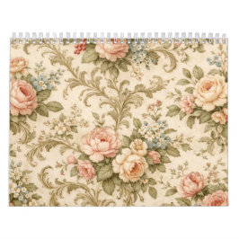 Calendario Papel pintado de patrón floral vintage