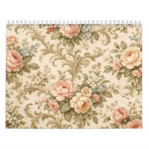 Calendario Papel pintado de patrón floral vintage