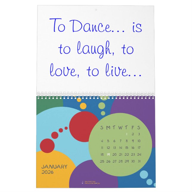 Calendario Para bailar… ¡, Atrevimiento para tomar el (Jan 2026)