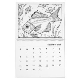 Calendario para colorear bajo el mar