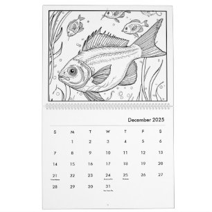 Calendario para colorear bajo el mar