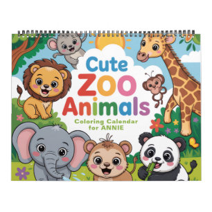 Calendario para colorear de animales lindos del zo