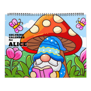 Calendario para colorear de gnomo lindo para niños