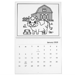 Calendario para colorear granja de niños lindos