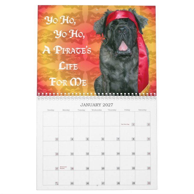 Calendario para el uso de Vestido de Mastiff (Jan 2027)