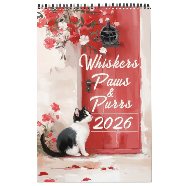 Calendario para gatos de Tuxedo 2026 - Arte para g (Tapa)