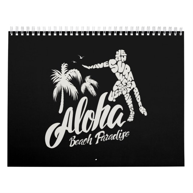 Calendario paraíso de la playa de aloha (Tapa)