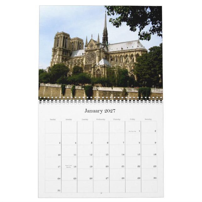 Calendario París en la primavera (Jan 2027)