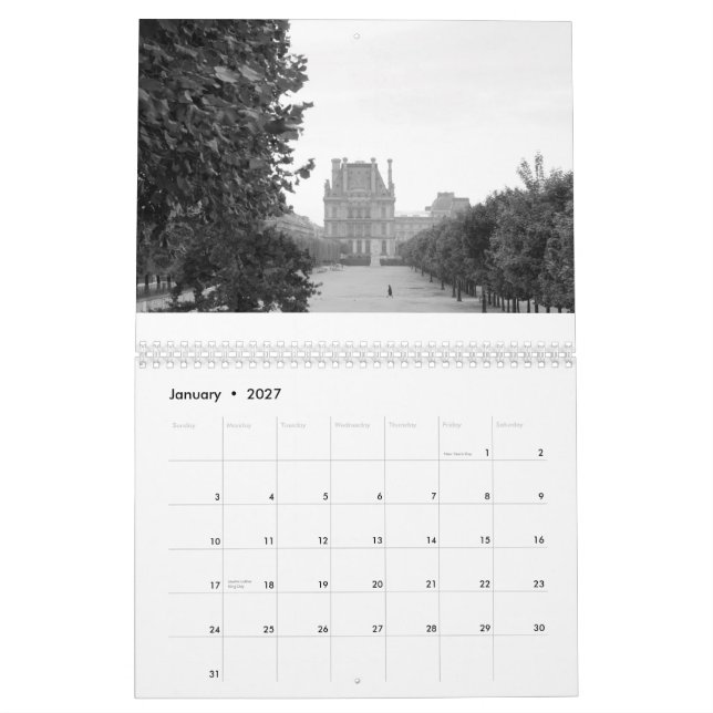 Calendario París - escenas de la ciudad (Jan 2027)