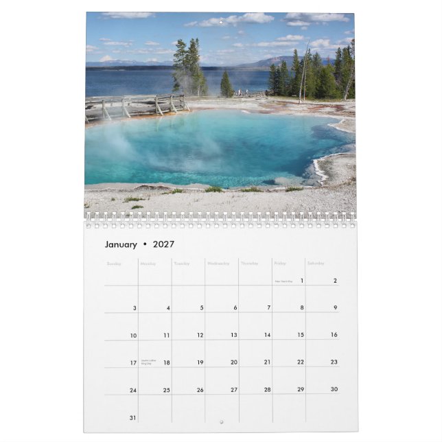 Calendario Parque nacional de Yellowstone (Jan 2027)