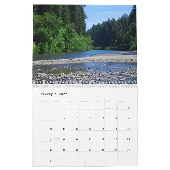 Calendario Parques de estado de la secoya (Jan 2027)