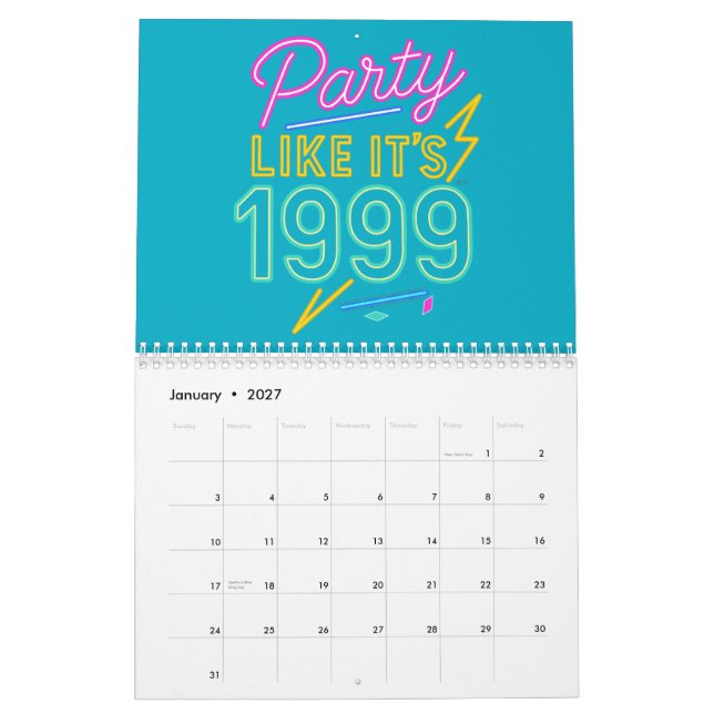 Calendario Party Like It’s 1999®™ – Neon Voltage (Jan 2027)