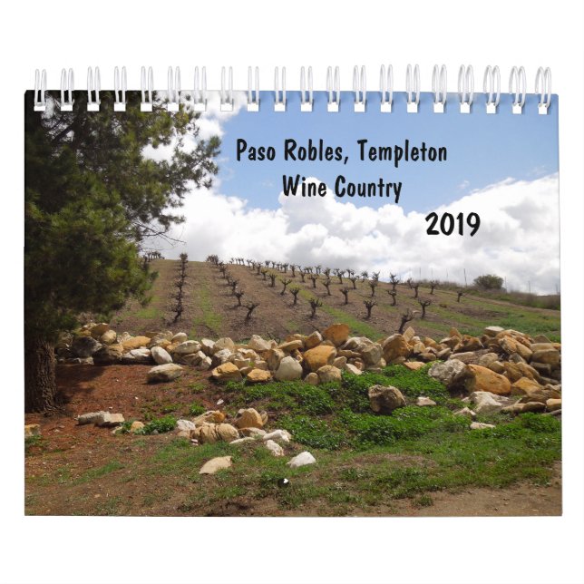 Calendario Paso Robles, escenas 2019 del país vinícola de (Tapa)