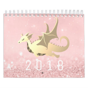 Calendario Pastel subió rosa dulce del oro del purpurina del
