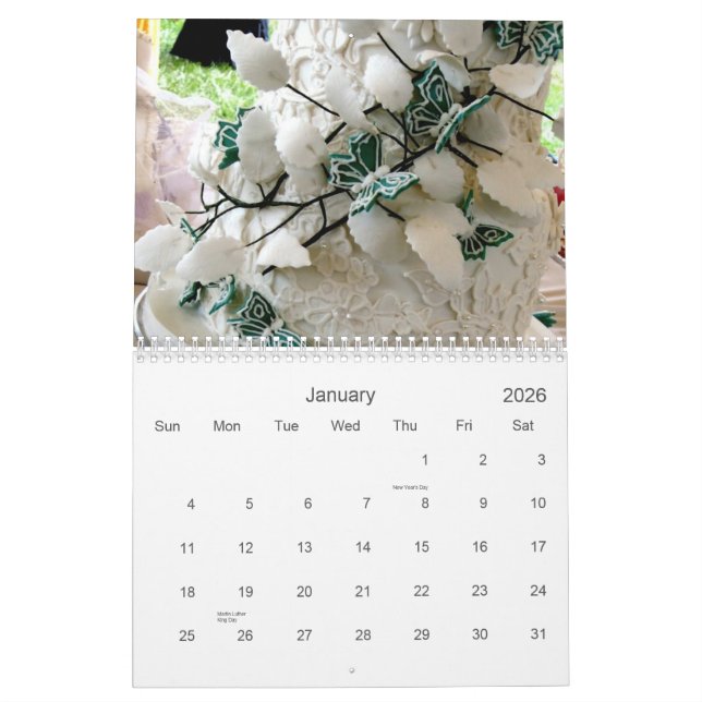 Calendario Pasteles de bodas asombrosos (Jan 2026)