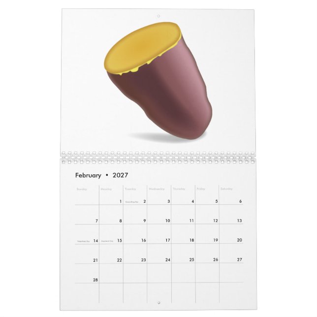 Calendario Patata dulce asada - Emoji (Feb 2027)