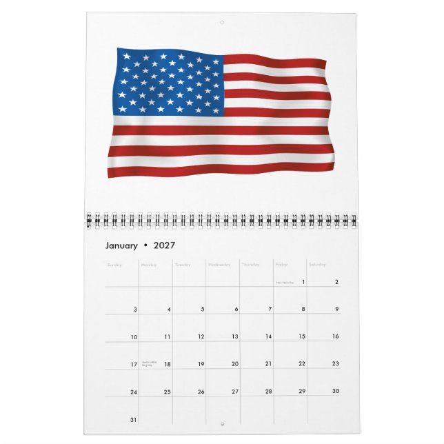Calendario Patriótico de Estados Unidos (Jan 2027)