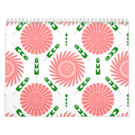 Calendario patrón con flores rosas