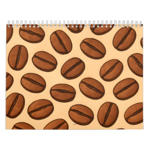 Calendario Patrón continuo de granos de café Café marrón cá