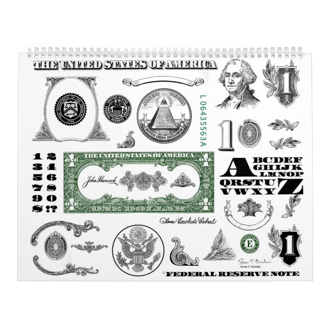 Calendario Patrón de Billete de Un Dólar (Tapa)