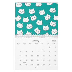 Calendario Patrón de caras de gato de corte 2026