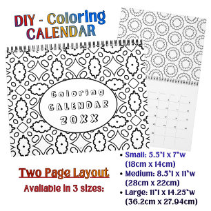 Calendario Patrón de coloreado DIY Arte de contorno personali