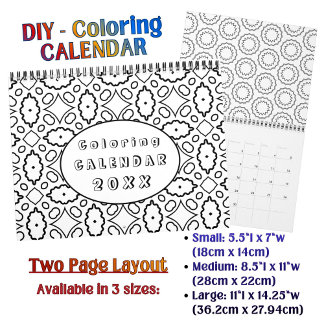 Calendario Patrón de coloreado DIY Arte de contorno personali