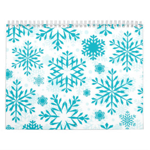 Calendario Patrón de copo de nieve azul