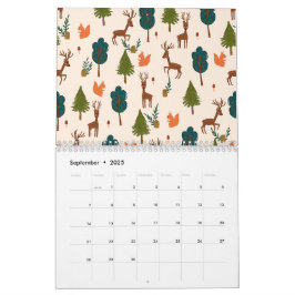 Calendario Patrón de dibujo de mano floral botánica ilustrado