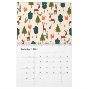 Calendario Patrón de dibujo de mano floral botánica ilustrado
